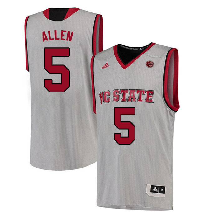 Men #5 Thomas Allen NC State Wolfpack College Basketball Jerseys Sale-White